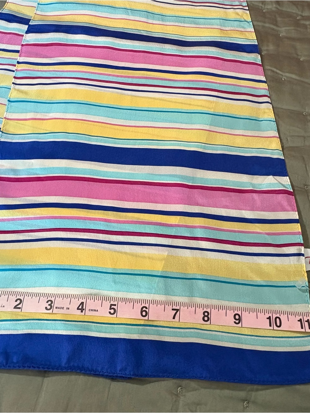 Talbots Silk Striped Neck Scarf - Pink, Blue, Yellow, White, NWT - Picture 3 of 7